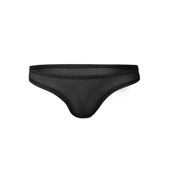Lightweight low-rise mesh thong (black and beige). - Picture 1 of 4